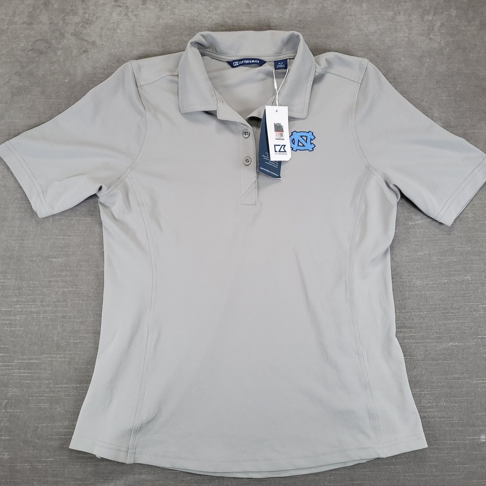Cutter & Buck Polo Shirt Womens Small Gray UNC Tar Heels Embroidered Logo New